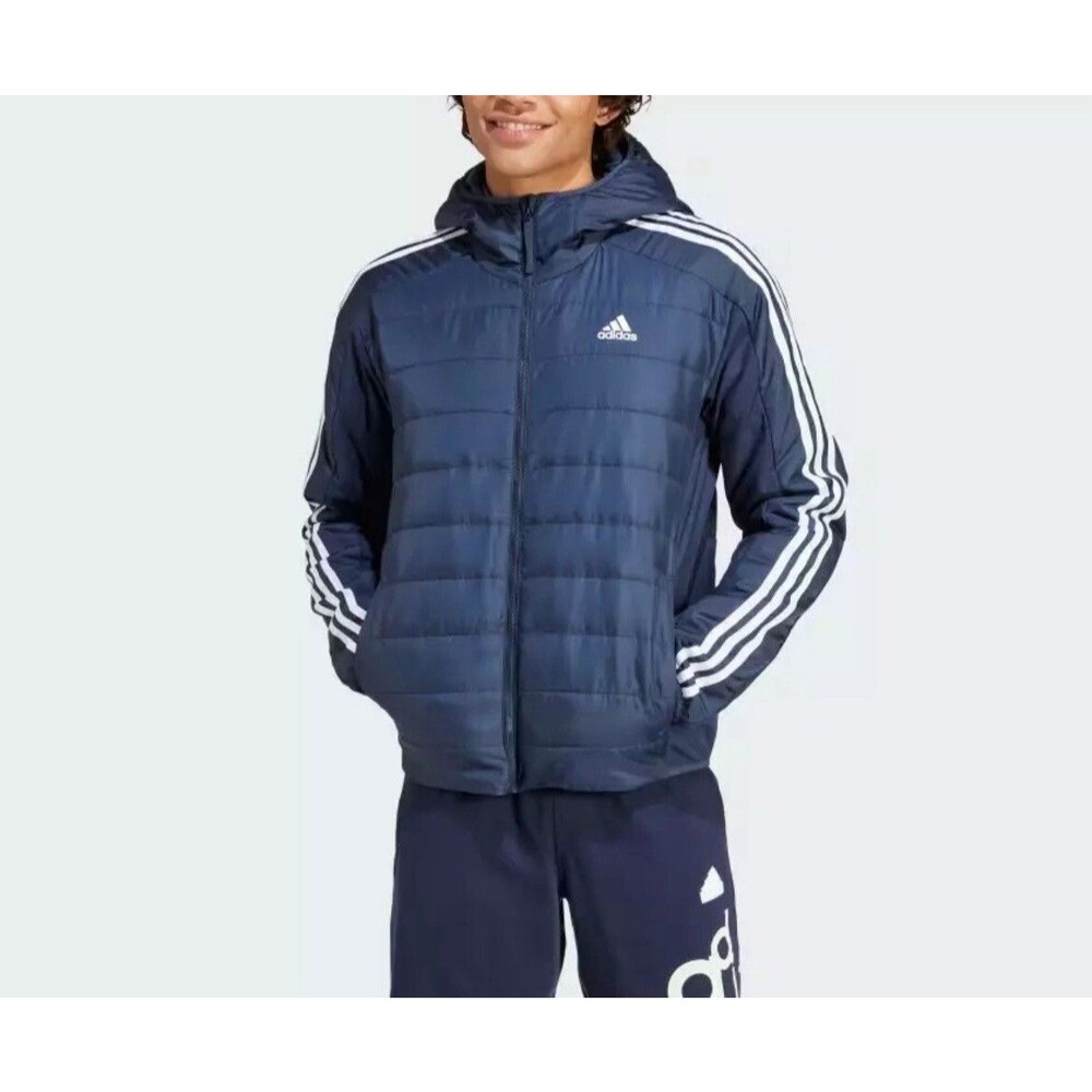 Adidas Men’s Essentials 3-stripes Insulated Hooded Hybrid Jacket XL Legend Ink